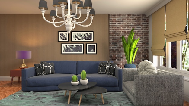 Illustration of the living room interior