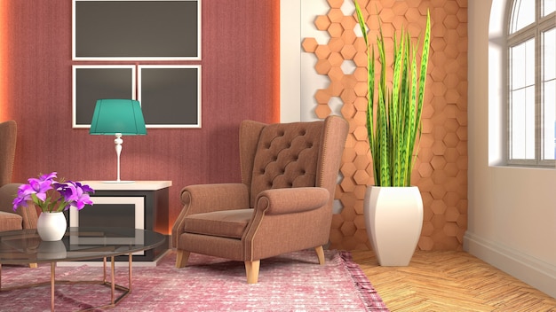 Illustration of the living room interior