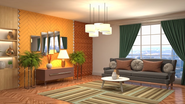 Illustration of the living room interior