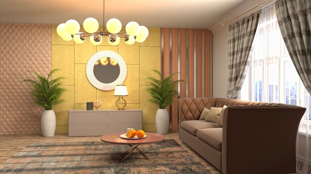 Illustration of the living room interior