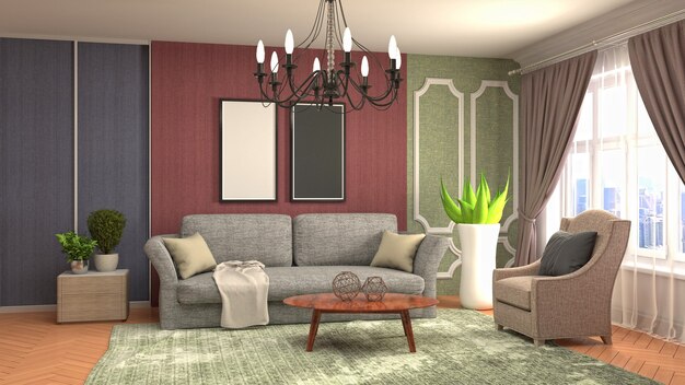 Illustration of the living room interior