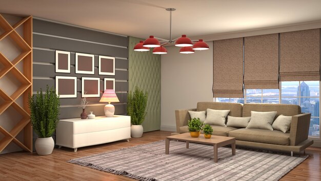 Illustration of the living room interior