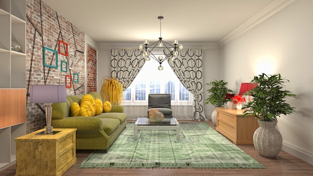 Illustration of the living room interior