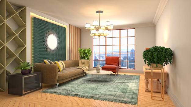 Illustration of the living room interior