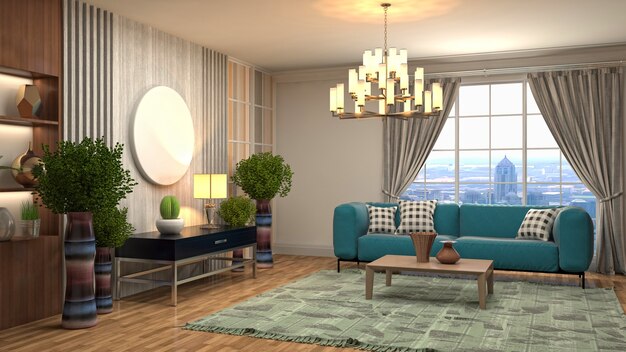 Illustration of the living room interior