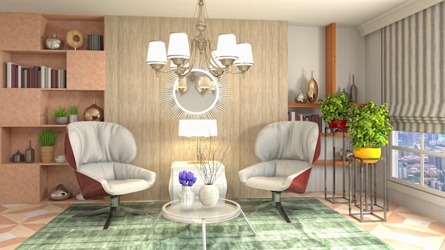 Illustration of the living room interior