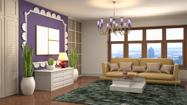 Illustration of the living room interior