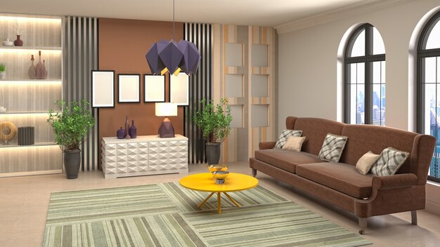 Illustration of the living room interior