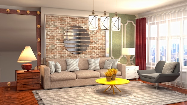 Illustration of the living room interior