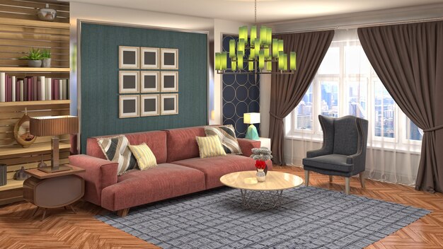 Illustration of the living room interior