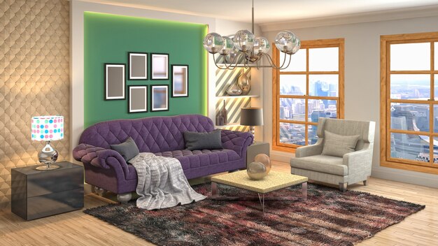 Illustration of the living room interior