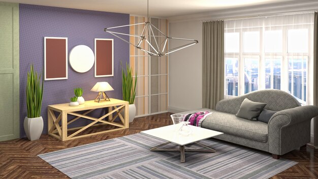 Illustration of the living room interior