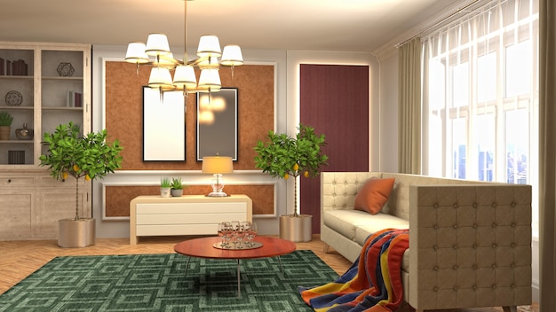 Illustration of the living room interior