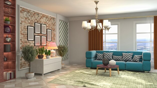 Illustration of the living room interior