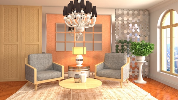 Illustration of the living room interior