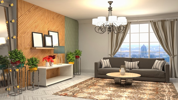 Illustration of the living room interior