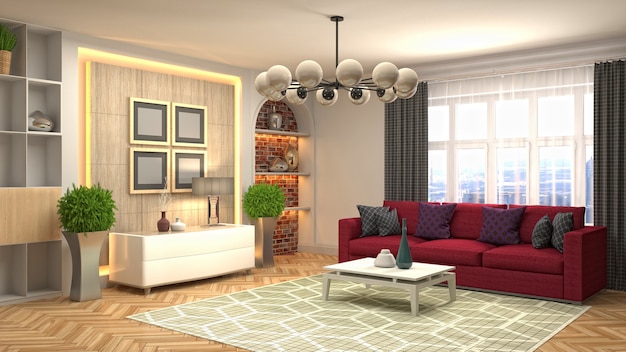 Illustration of the living room interior