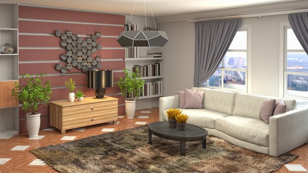 Illustration of the living room interior