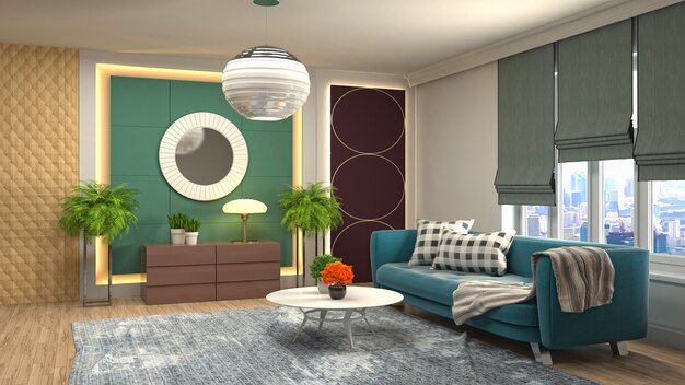 Illustration of the living room interior