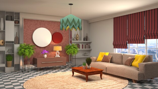 Illustration of the living room interior