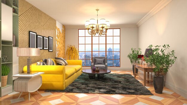 Illustration of the living room interior