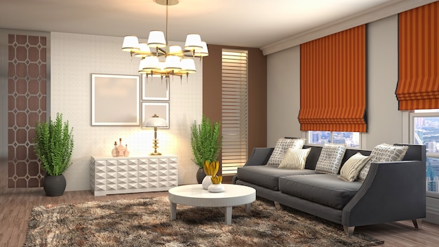 Illustration of the living room interior