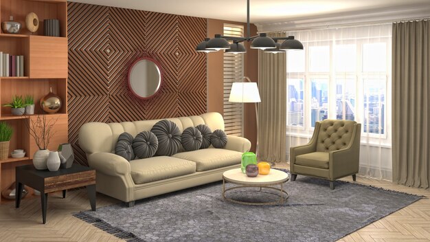 Illustration of the living room interior