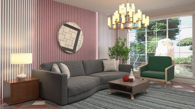 Illustration of the living room interior