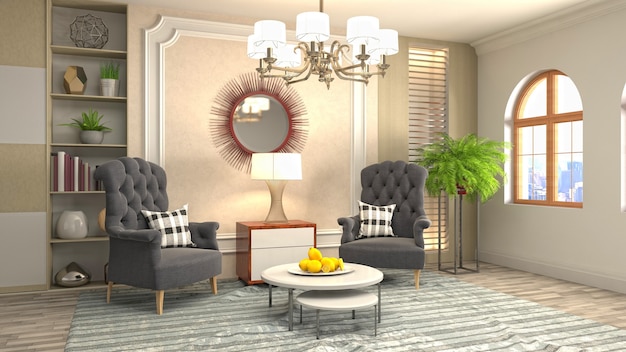 Illustration of the living room interior