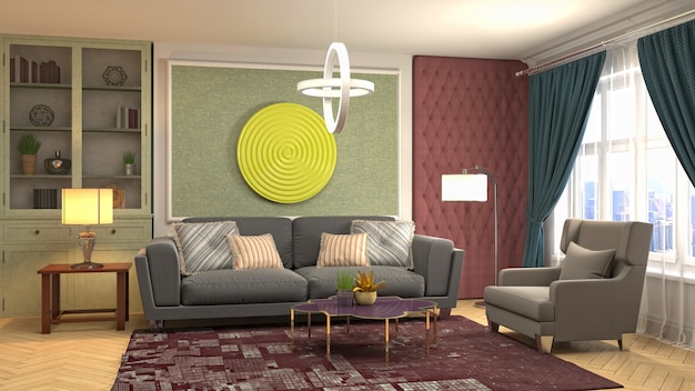 Illustration of the living room interior