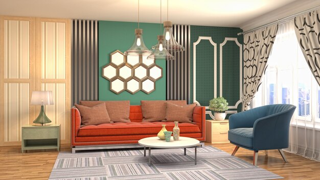 Illustration of the living room interior