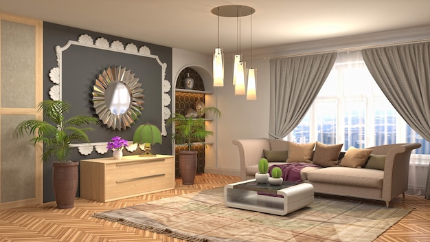 Illustration of the living room interior