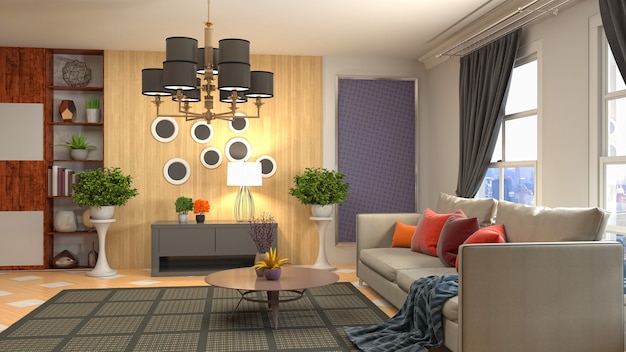 Illustration of the living room interior