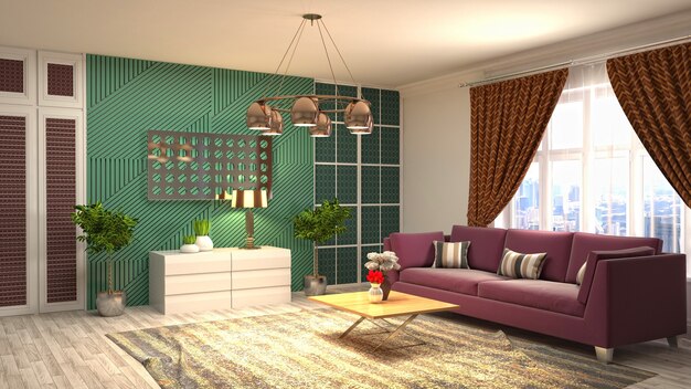 Illustration of the living room interior