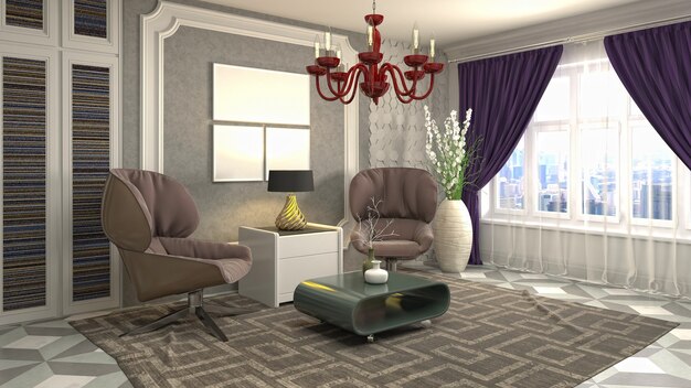 Illustration of the living room interior