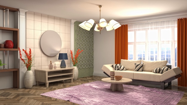 Illustration of the living room interior