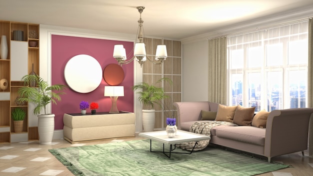 Illustration of the living room interior