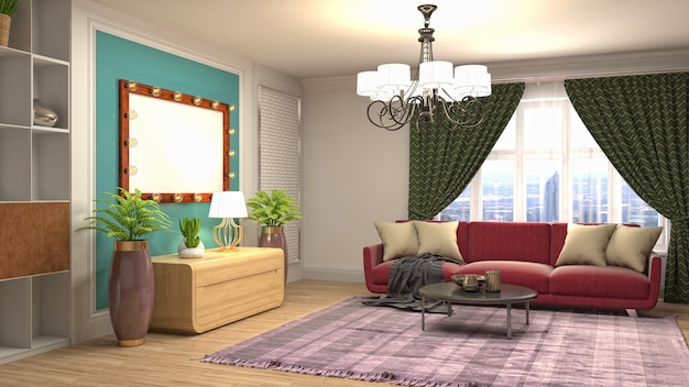 Illustration of the living room interior