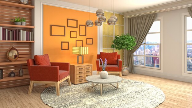 Illustration of the living room interior