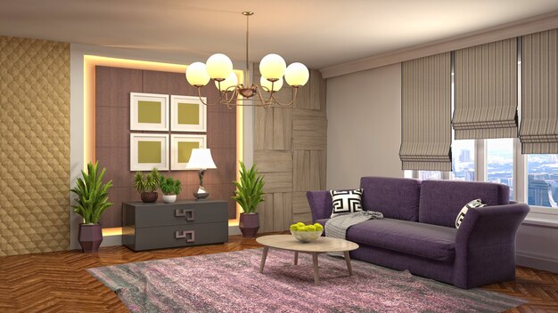 Illustration of the living room interior