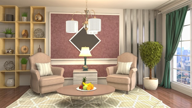 Illustration of the living room interior