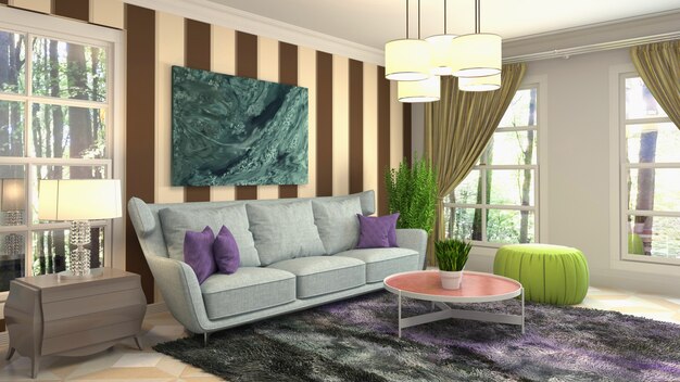 Illustration of the living room interior