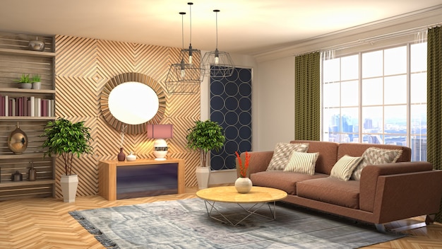 Illustration of the living room interior