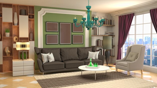 Illustration of the living room interior