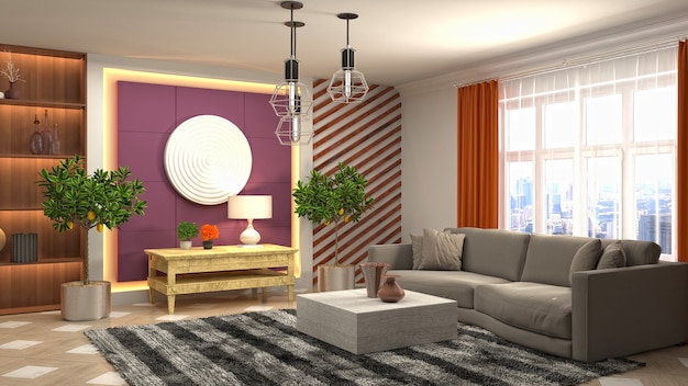 Illustration of the living room interior