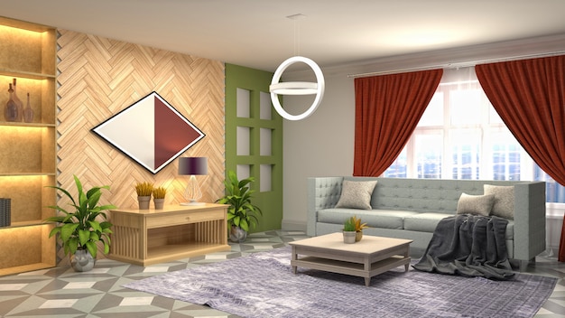 Illustration of the living room interior