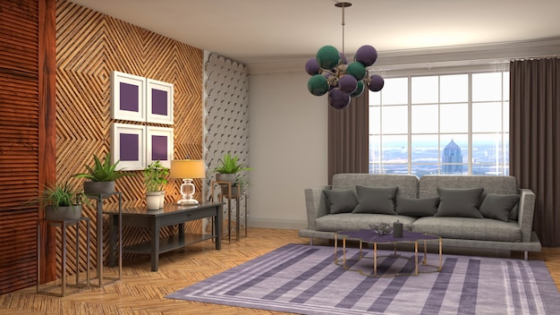 Illustration of the living room interior