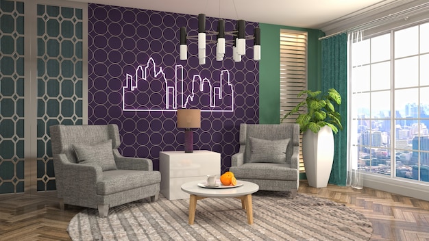 Photo illustration of the living room interior