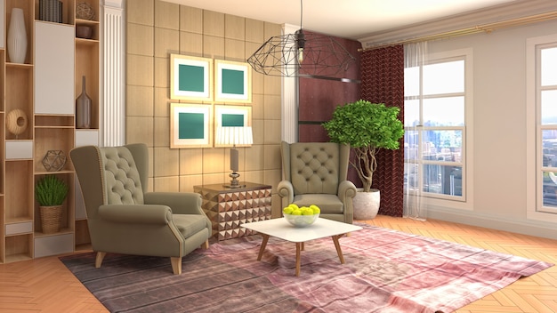 Illustration of the living room interior