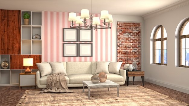 Illustration of the living room interior